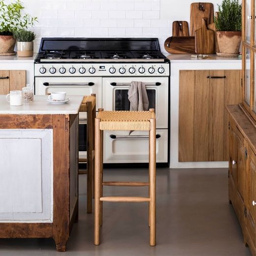 Oak / braided paper stool, 35x35x75cm