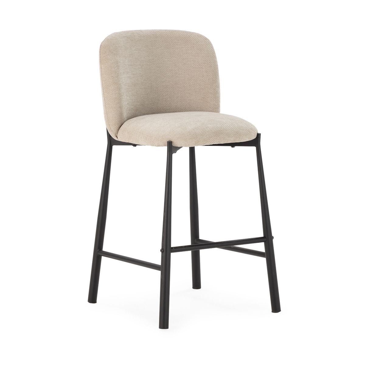 Taburete de tejido y metal en beige, 49,5 x 55 x 95,5 cm | Ginny