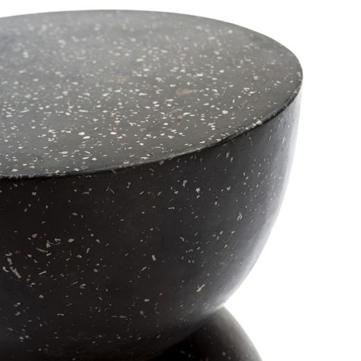 Black terrazzo stool, 40x40x46 cm