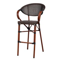 Tabouret Madra en rotin et textilène noir, 57x56x112cm