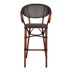 Tabouret Madra en rotin et textilène noir, 57x56x112cm