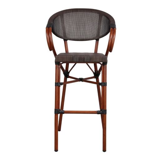 Tabouret Madra en rotin et textilène noir, 57x56x112cm