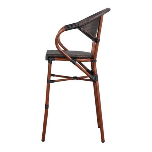 Tabouret Madra en rotin et textilène noir, 57x56x112cm