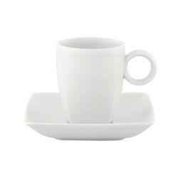 Tasse à café et soucoupe en porcelaine Carré Whité, Ø9,7x6,2 cm