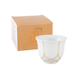 Tasse en porcelaine Café Selection blanc et or, 6 x 6 x 5,1 cm | terrasse