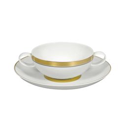 Taza Consomé c/ Platillo porcelana Domo Gold, Ø19,1x5 cm
