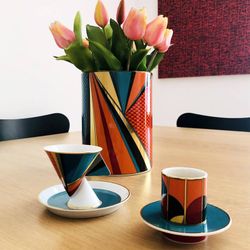 Porcelain coffee cup with saucer in multicolor, Ø 13.1 x 9.6 cm | Futurism
