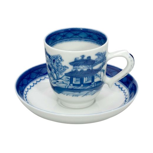 Tazza da caffè e piattino in porcellana blu e bianca, 11,7 x 11,7 x 6,5 cm | Blue Canton