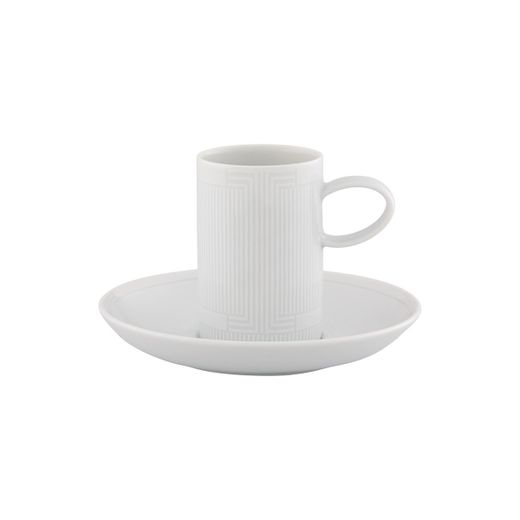 Tasse et soucoupe à café en porcelaine blanche, 12,8 x 12,8 x 7,5 cm | Eternal