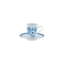 Tazza da caffè e piattino in porcellana bianca e blu, 13,2 x 13,2 x 7,1 cm | Coralina Blue
