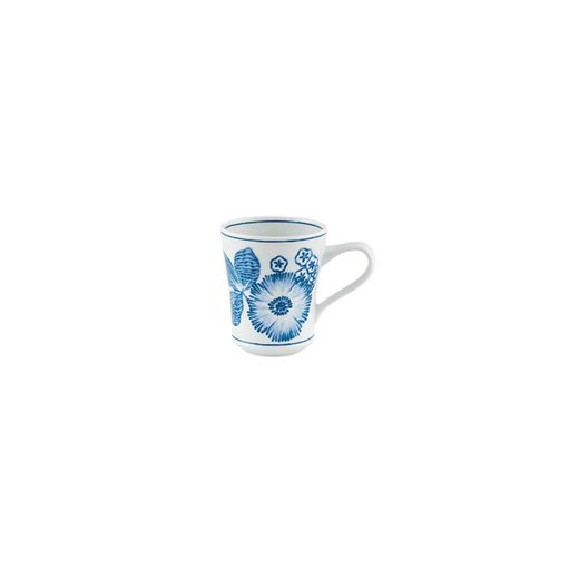 Tazza da caffè e piattino in porcellana bianca e blu, 13,2 x 13,2 x 7,1 cm | Coralina Blue