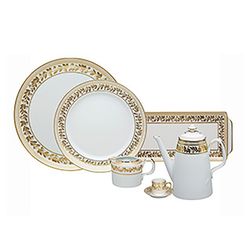 White and gold porcelain coffee cup and saucer, 11.6 x 11.6 x 5.4 cm | Anna