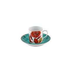 Service à café en porcelaine multicolore (tasse et soucoupe), 11,6 x 11,6 x 5,4 cm | Lotus