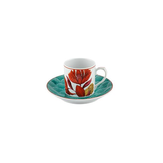 Service à café en porcelaine multicolore (tasse et soucoupe), 11,6 x 11,6 x 5,4 cm | Lotus