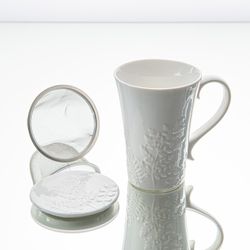 Taza de gres con filtro, 9,5x14,5x12,5 cm