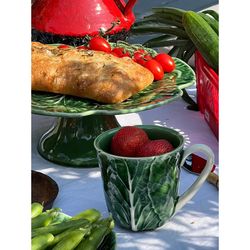 Tasse en faïence verte, 14 x 12 x 10,5 cm | Chou