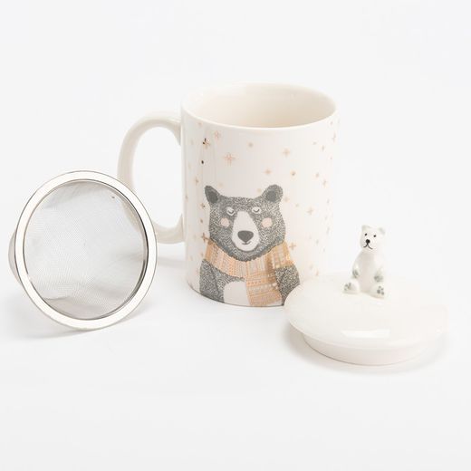 Taza de porcelana con filtro, 8x12,5x14,5 cm