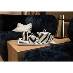 Mug en porcelaine blanc, noir et doré, 10,7 x 7,5 x 10,8 cm | Soleil et ombre