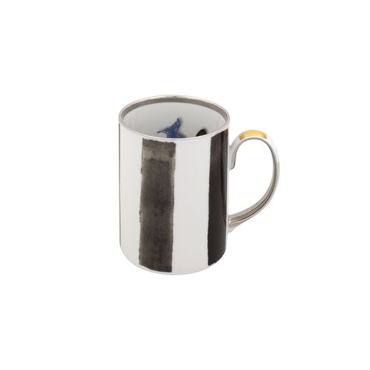 Mug en porcelaine blanc, noir et doré, 10,7 x 7,5 x 10,8 cm | Soleil et ombre