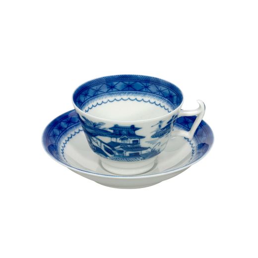 Tazza e piattino in porcellana blu e bianca, 14,2 x 14,2 x 6,2 cm | Blue Canton