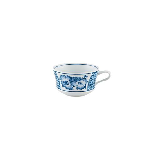 Tazza e piattino in porcellana bianca e blu, 16 x 16 x 6,3 cm | Coralina Blue