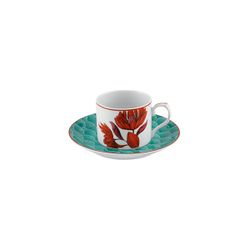 Service à thé en porcelaine multicolore (tasse et soucoupe), 14,9 x 14,9 x 6,7 cm | Lotus