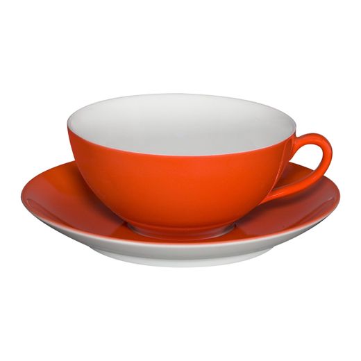 Tasse et soucoupe en porcelaine rouge, 13,9 x 13,9 x 4,8 cm | Couleurs