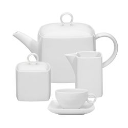 Carré Whité porcelain tea cup and saucer, Ø13.6x5.6 cm