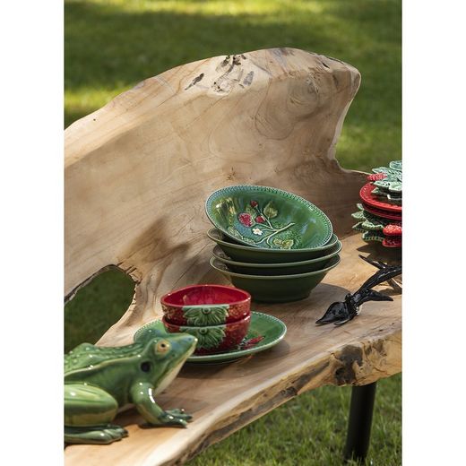 Bol en faïence vert et rouge, Ø 18,5 x 5,5 cm | Fraises