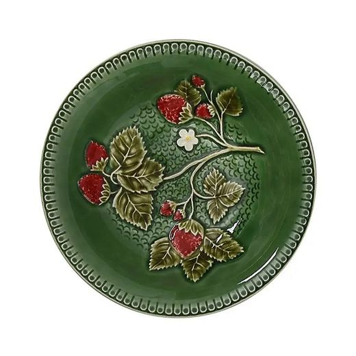 Bol en faïence vert et rouge, Ø 18,5 x 5,5 cm | Fraises