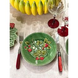 Bol en faïence vert et rouge, Ø 18,5 x 5,5 cm | Fraises