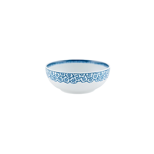 Bol à céréales en porcelaine blanche et bleue, 16 x 16 x 6,2 cm | Coralina Blue