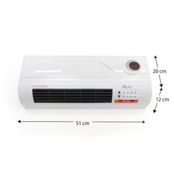 Termoventilador de parede cerâmico abs branco, 63 x 12 x 22 cm | conforto dividido