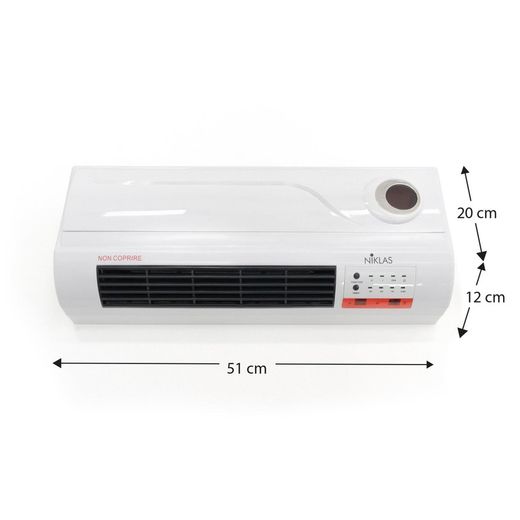 Termoventilador de parede cerâmico abs branco, 63 x 12 x 22 cm | conforto dividido