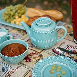 Turquoise stoneware teapot, 26.4 x 15.3 x 18.9 cm | Fantasy