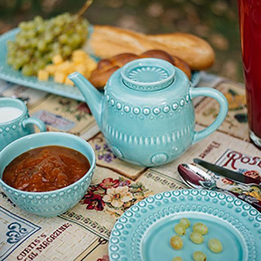 Turquoise stoneware teapot, 26.4 x 15.3 x 18.9 cm | Fantasy