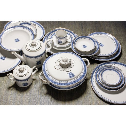 Porcelain teapot in white and blue, 25.1 x 13.1 x 16.1 cm | Cozinha Velha