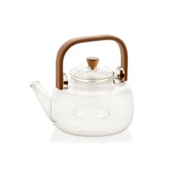Théière en verre Manche en bambou 1L