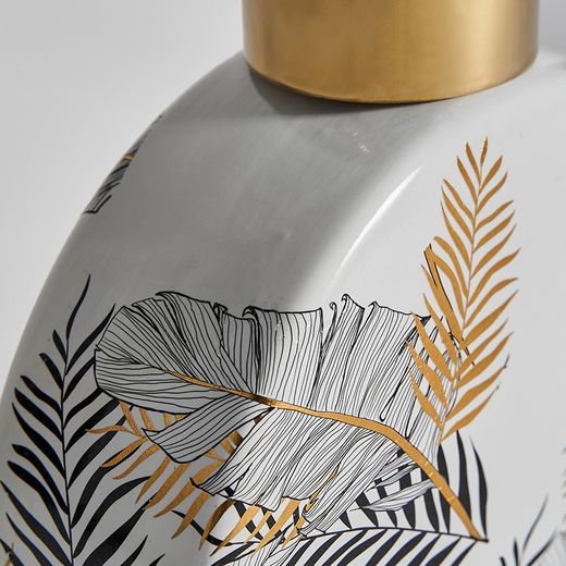 Tibor ceramiczny w kolorze białym i złotym, 23 x 8 x 28 cm | Uxue