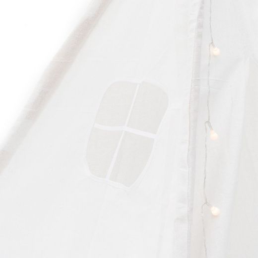 Tipi infantil montessori de madera de paulownia y tela en blanco, 120 x 120 x 150 cm | Koda