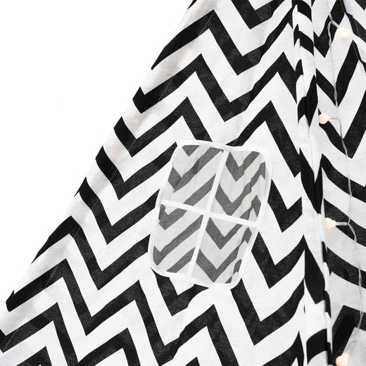 Montessori-style children's teepee made of paulownia wood and black and white fabric, 120x120x150 cm | koda