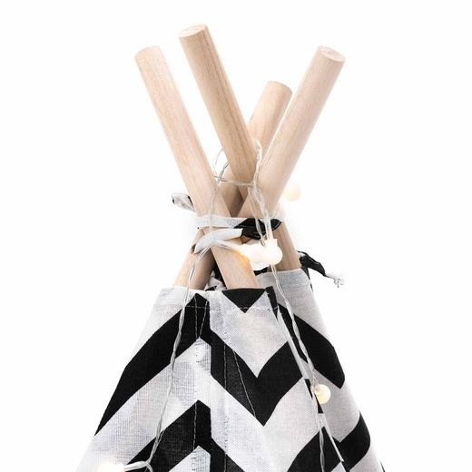Montessori-style children's teepee made of paulownia wood and black and white fabric, 120x120x150 cm | koda