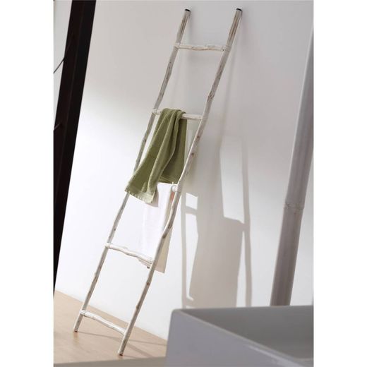 Pickled White Teak Branches Towel Rail, 50x190 cm
