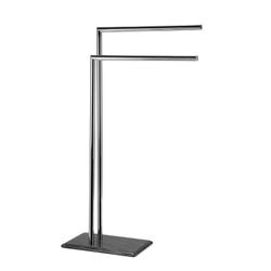 Podwójny wieszak na ręczniki chrom/czarny marmur w kształcie litery L, 50x20x83cm