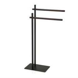 Metal / Black Walnut Wood Double L-shaped Towel Rack, 30x20x85.5cm