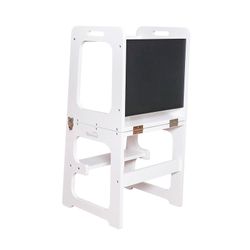 Black and white wooden learning tower, 43 x 40 x 86.5 cm | evolution II