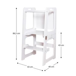Black and white wooden learning tower, 43 x 40 x 86.5 cm | evolution II
