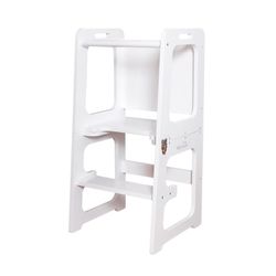 Black and white wooden learning tower, 43 x 40 x 86.5 cm | evolution II