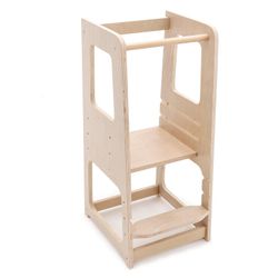 Torre de aprendizaje montessori de madera en natural, 40 x 44 x 90 cm | Evolutive