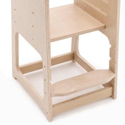 Torre de aprendizaje montessori de madera en natural, 40 x 44 x 90 cm | Evolutive